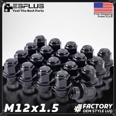 [20] Black Mitsubishi/Jaguar OEM Factory Style 12X1.5 Mag/Flat Seat Lug Nuts