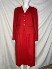 Pendleton Virgin Wool Suit Blazer Sz 10 Skirt Sz 12 Red USA Vintage 2 Piece