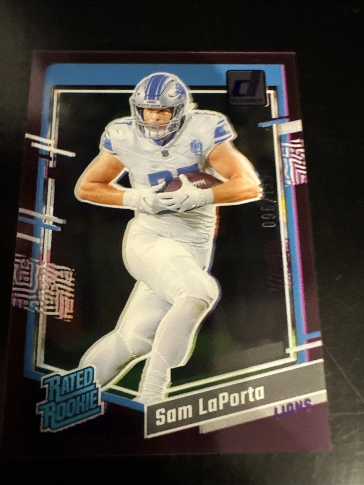 2023 Panini Clearly Donruss - Rated Rookie Sam LaPorta #81 Purple /199 (RC)