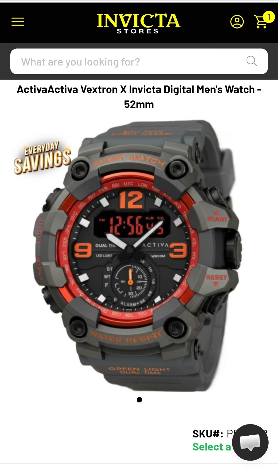 Invicta Activa Vextron X Invicta Dual Time Digital Gray Orange 52mm Men ...