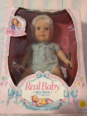 1986 HASBRO REAL BABY JUDITH TURNER WIDE EYED WEIGHTED REALISTIC BABY HTF 