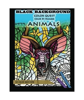 Color Quest Color by Number Animals BLACK BACKGROUND: Advanced Mosaic Jumbo Colo