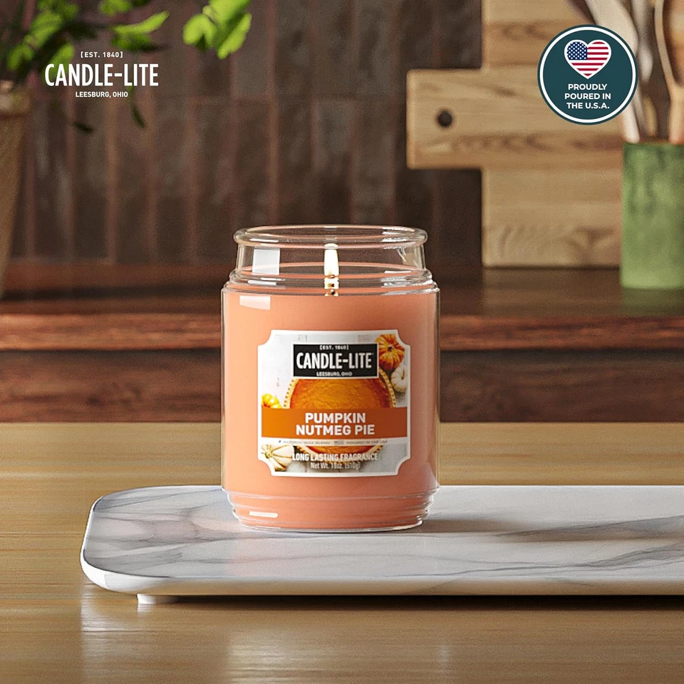 Halloween Scented Candles, Pumpkin Nutmeg Pie, 18 Oz Jar, Proudly Poured in the - Image 2 of 4