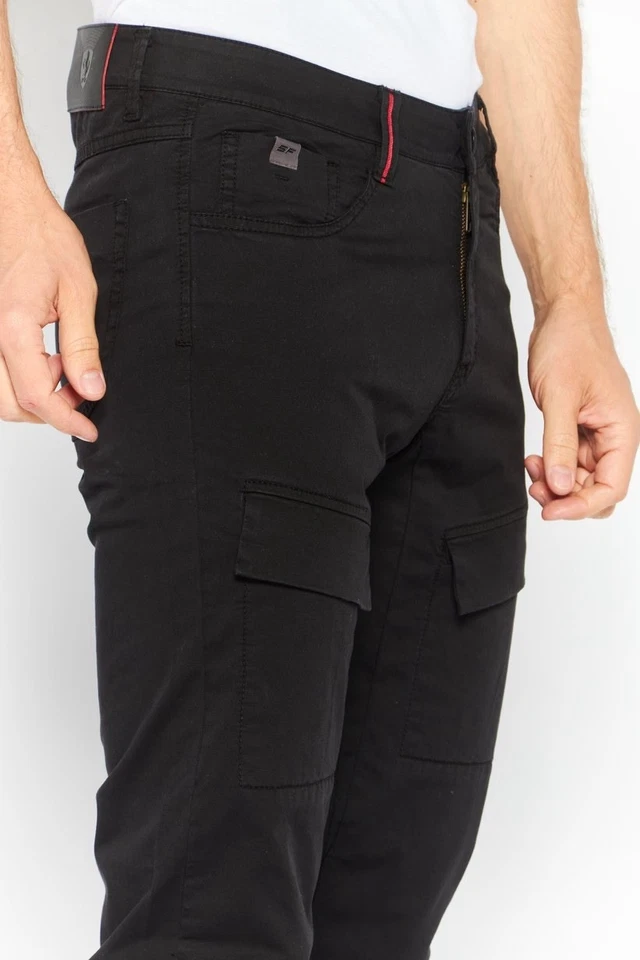 Pantalón chino elástico Scuderia Ferrari 56 negro ajustado delantero 7 bolsillos para hombre Foto 2 de 4