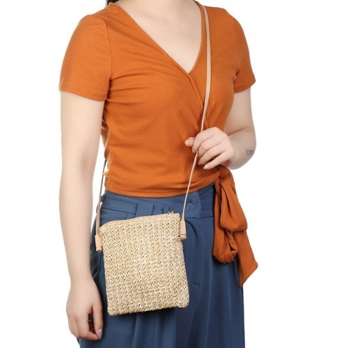 Solid Color Woven Shoulder Bag Straw Braided Beach Handbags Summer - Picture 6 of 16