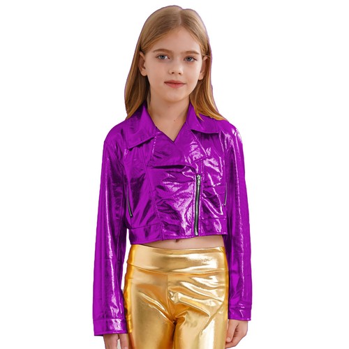 Kids Girl's Blouse Vacation Jacket Show Sweatshirt School Coat Dance Top Shiny - Picture 47 of 84
