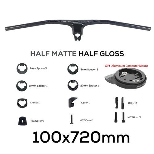 -20° Manillar Integrado de Fibra de Carbono Completa Bicicleta MTB 70/80/90/100mm*680-740mm - Imagen 22 de 44