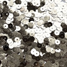 5mm Flat Sequins Silver Shiny Metallic Medium Hole Made in USA