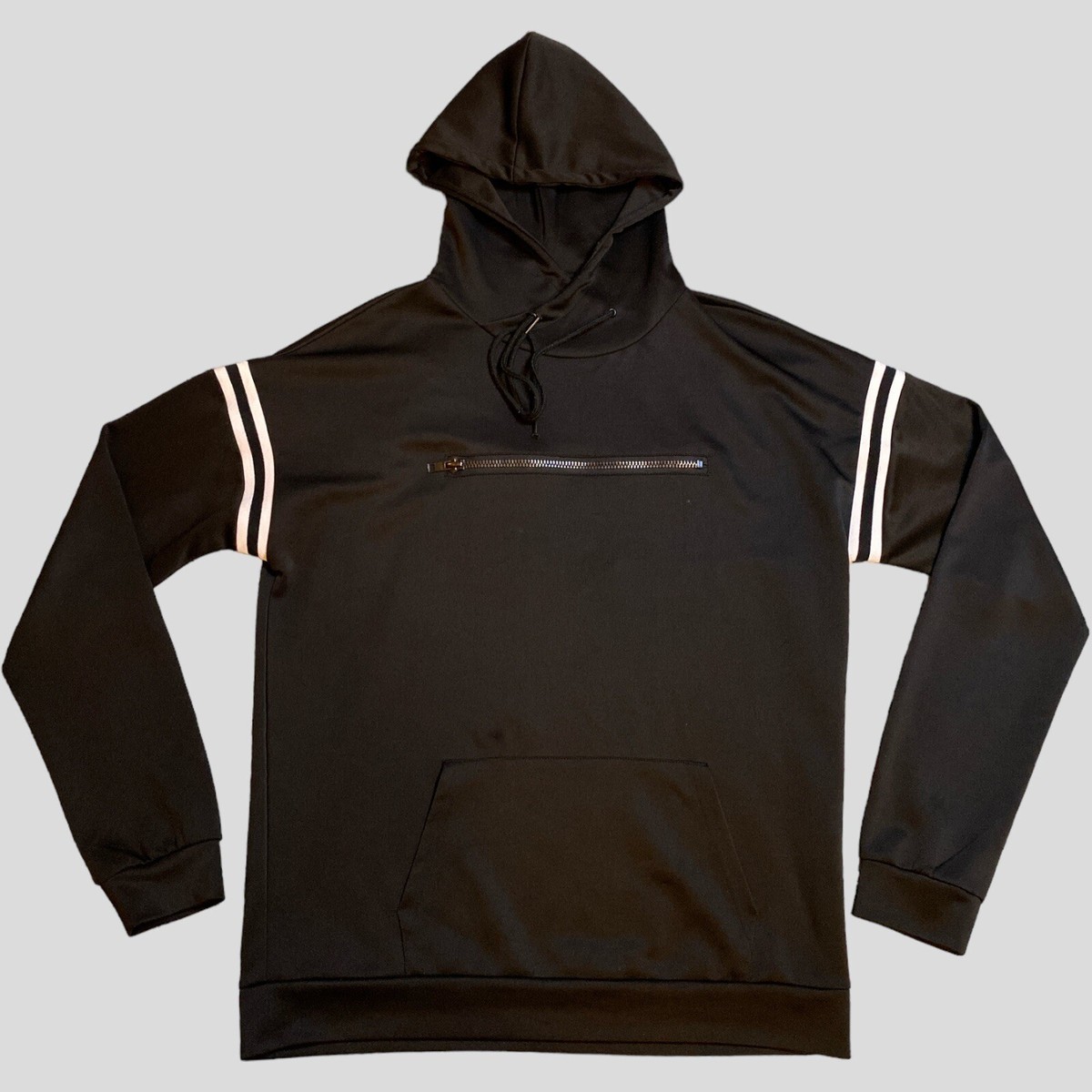 Nana Judy Hoodie Mens Size L Black Long Sleeves Striped Logo