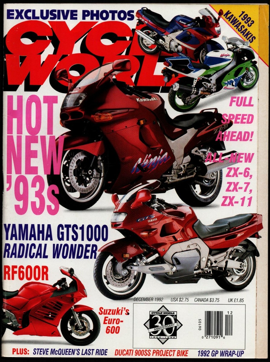 DECEMBER 1992 CYCLE WORLED MAGAZINE, KAWASAKI NINJA, YAMAHA ZX-6 DECEMBER 1992 CYCLE WORLED MAGAZINE, KAWASAKI NINJA, YAMAHA ZX-6