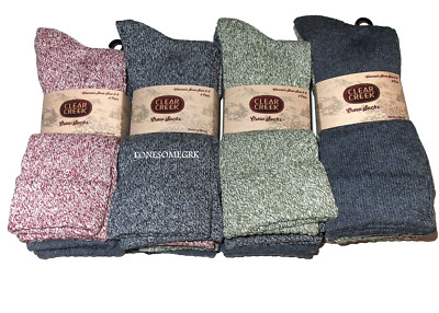 4 Pairs Womens Clear Creek Soft Cotton Poly Blend Trouser Assorted Crew Socks 