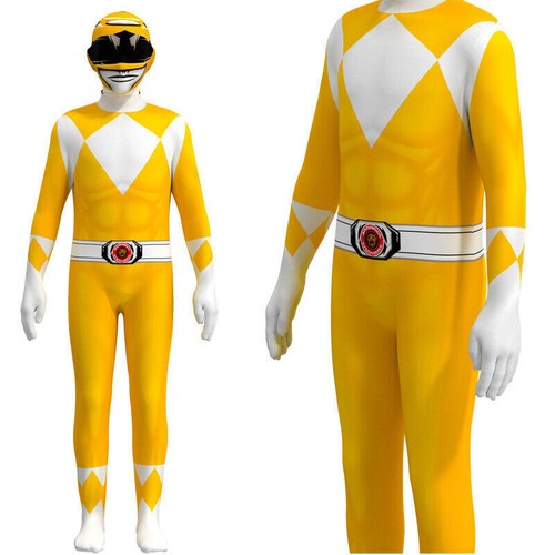 Kids Ranger Morphsuit Mighty Morphin Power Rangers Boys Jumpsuit Cosplay Costume - Picture 8 of 17