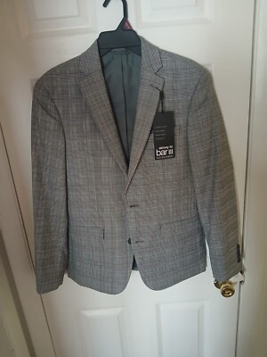 Bar III Suit Jacket Men's 40R Black/White Plaid Single Breasted TOGL1CZZ0072 N72