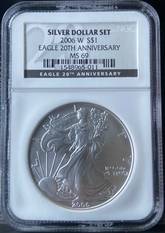 American Silver Eagle 2006 20 aniversario *Juego de 3 monedas NGC MS69 PF69 PF69 Ultra Foto 3 de 4