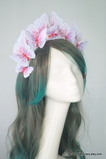 White Magenta Butterfly Headband Fascinator Melbourne Cup Race Derby Wedding