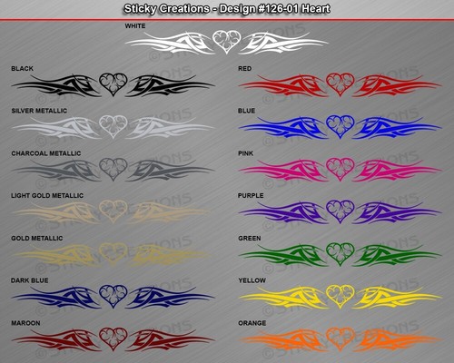 Design 126-01 HEART Decal Sticker Windshield Window Vinyl Banner Graphic For Car - Picture 7 of 8