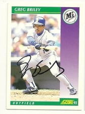 GREG BRILEY 1992 SCORE SIGNED # 387 MARINERS