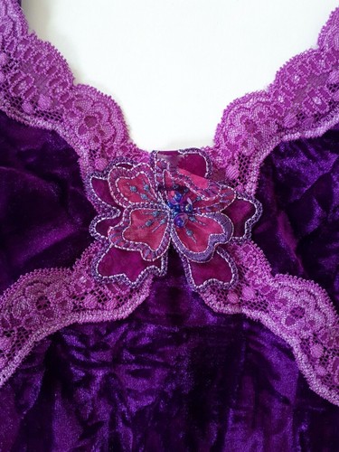 Shirley of Hollywood Purple Crushed Velvet Chemise Sizes 20 22 Designer Nightie - Picture 6 of 12