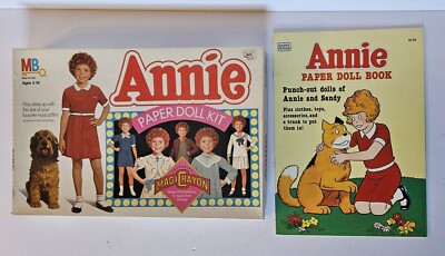Vintage Uncut 1982 Annie & Sandy Paper Doll Book & Uncut 1983 Paper Doll Kit