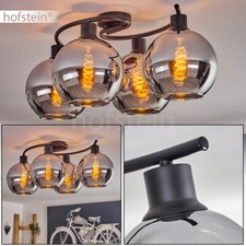 4-flammig Decken Leuchte Lampe Chrom Rauchglas Ess Wohn Schlaf Raum Kugelleuchte