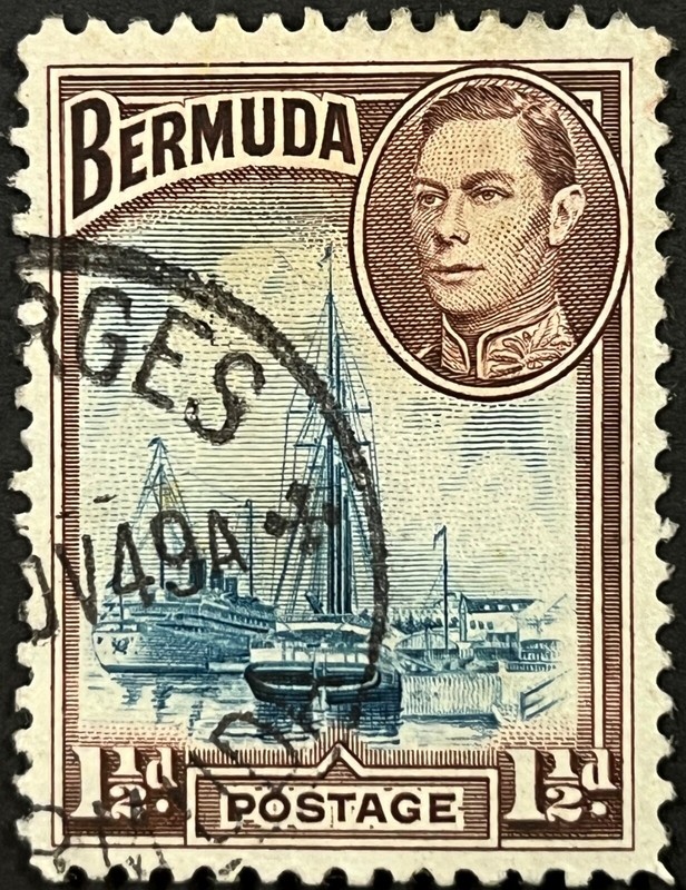 Bermuda, Scott 119, King George VI and Hamilton Harbor, Used, Very Fine