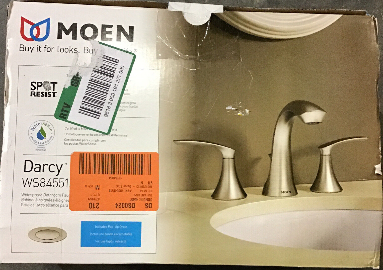Moen WS84551SRN 8 inch Widespread 2-Handle High-Arc Bathroom Faucet Popularna okazja
