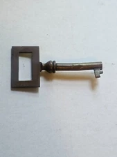 Vintage Old Open Barrel Antique Rectangle top trunk / desk Key