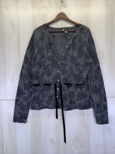 Carole Little Lamb’s wool angora blend Paisley knit women’s cardigan large-11089