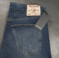 True Religion Medium Wash Ricky Relaxed Straight Jeans 32x34 34x34