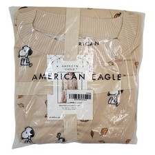 AMERICAN EAGLE Pajama Set Women Large Peanuts Fall Pumpkin Plush Shirt  Shorts