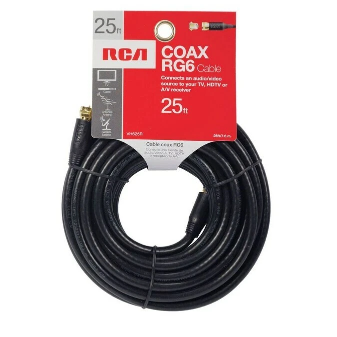 3 each RCAVH625R - RCA VH625R RG6 Coaxial Cable (25ft; Black) - Image 2 of 4