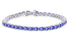 Tennis Bracelet 7.25" Oval Cut Simulated Tanzanite Gemstone in Sterling Silver