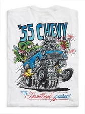 Men's Ed Big Daddy Roth Rat Fink '55 Chevy Hot Rod White Cotton T-Shirt M-3XL