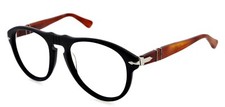 Vintage PERSOL 649 50mm Black Brown Aviator Eyeglasses Frames Only Italy