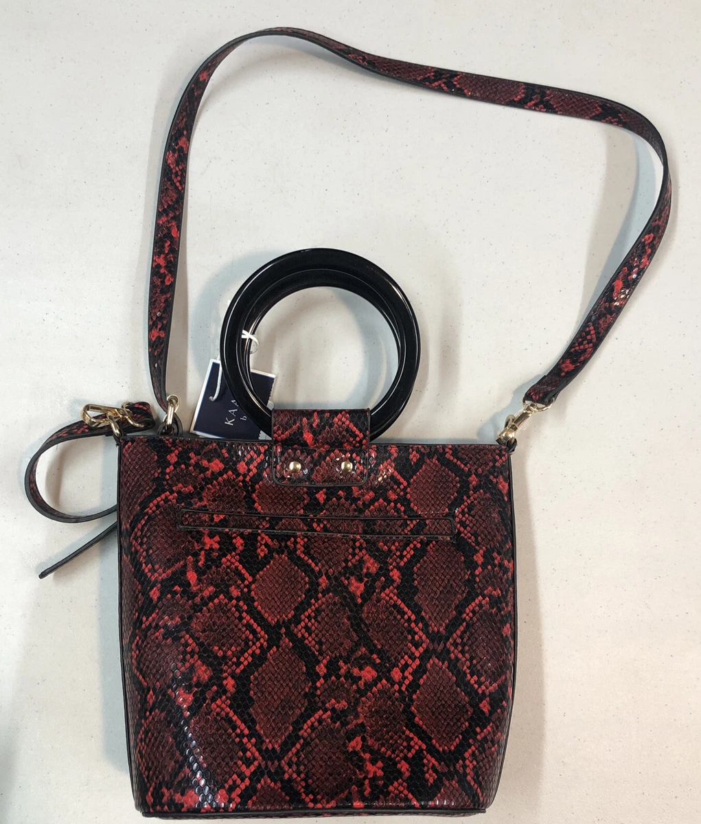 Kaari Blue Women s Black Red Python Print Purse Hand Bag NWT 78