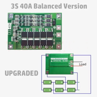 12.6V 3S 40A BMS For 18650 Li-ion Battery Protection Board with Balance PCB