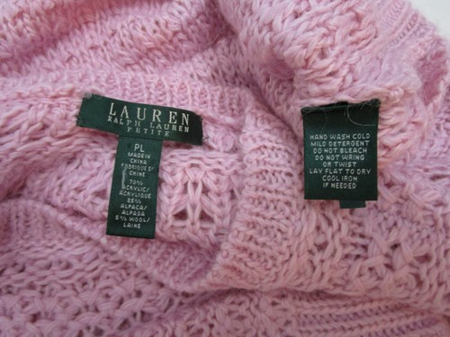 P L Ralph Lauren Open Stitch Pullover Knit Sweater Pink Crew Cuddly - Picture 7 of 10