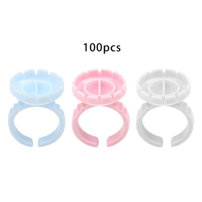 100 Stück Kleberinge Für Wimpernverlängerungen – Pink, Aus PVC, Als Wimpernkleberhalter & Pigmentschalen