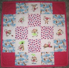 9 GIRL MONKEYS Embroidered Flannel Baby Blanket Made With Warm flannel blocks