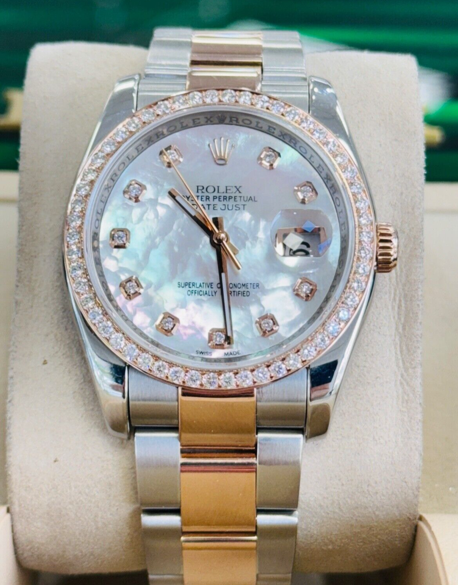 【ミ♡nail 】 Rolex Datejust 116201 36mm Custom MOP Diamond Dial 18k Rose Gold