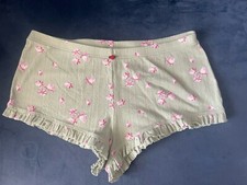 EUC Out From Under Urban Outfitters Knit Sleep Shorts L Green Straberry Ruffle