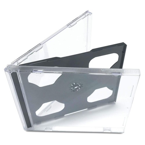 PREMIUM 50 x DOUBLE Jewel CD Case - 2 CD Case Black Tray Standard Size - Picture 2 of 6