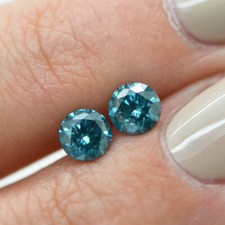 Diamond Matching Pair Loose Fancy Blue Color Enhanced SI3 Round Shape 0.94 TCW