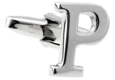 Letter P Pair of Cufflinks Wedding Groom Dad Fancy Gift Box & Polishing Cloth