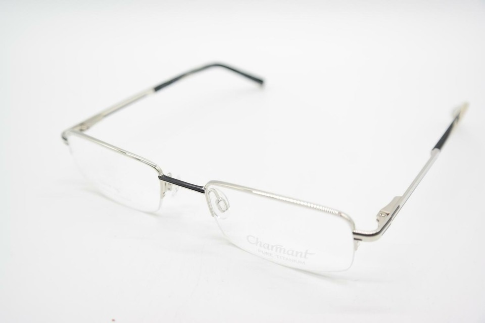 Lunettes Vintage Charmant CH10714 En Titane Argenté/noir, Neuves Sans étiquette