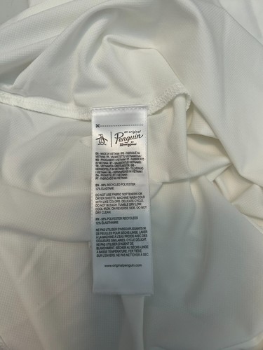 NWT Original Penguin Performance Polo Golf Shirt White Black Big Logo Men's M - Picture 9 of 10