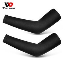 UV Sun Protection Sports Arm Sleeves Cycling Ice Silk Arm Warmers Cover Black