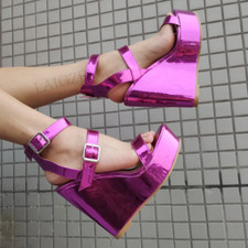 Lady Platform Wedge Sandals Open Toe Summer Height Increasing Shoes Buckle Strap