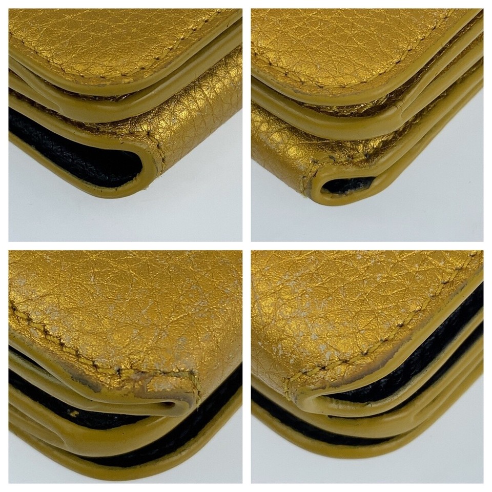 Balenciaga Everyday Cash Mini Gold Black Leather 558813 Folding Wallet