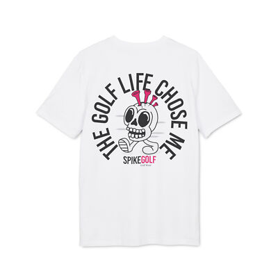 Golf-T-Shirt ''Golf Life Chose Me'' weiß | Freizeit Off-Course Golfbekleidung | Spike